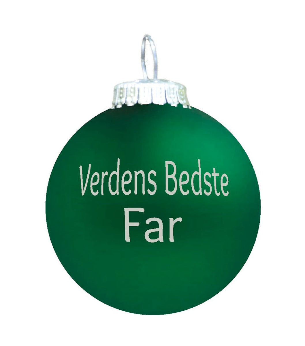 Rolsted Copenhagen Verdens Bedste Far julekugle - grøn mat - Bahne